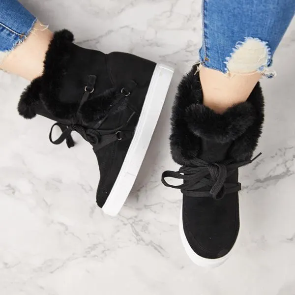 Women's Winter Warm Wedge Heel Suede Boots