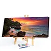 (US Local)Paint By Numbers Kit On Canvas DIY Oil Art Seaside Sunset Picture Home Wall Decor80x40cm