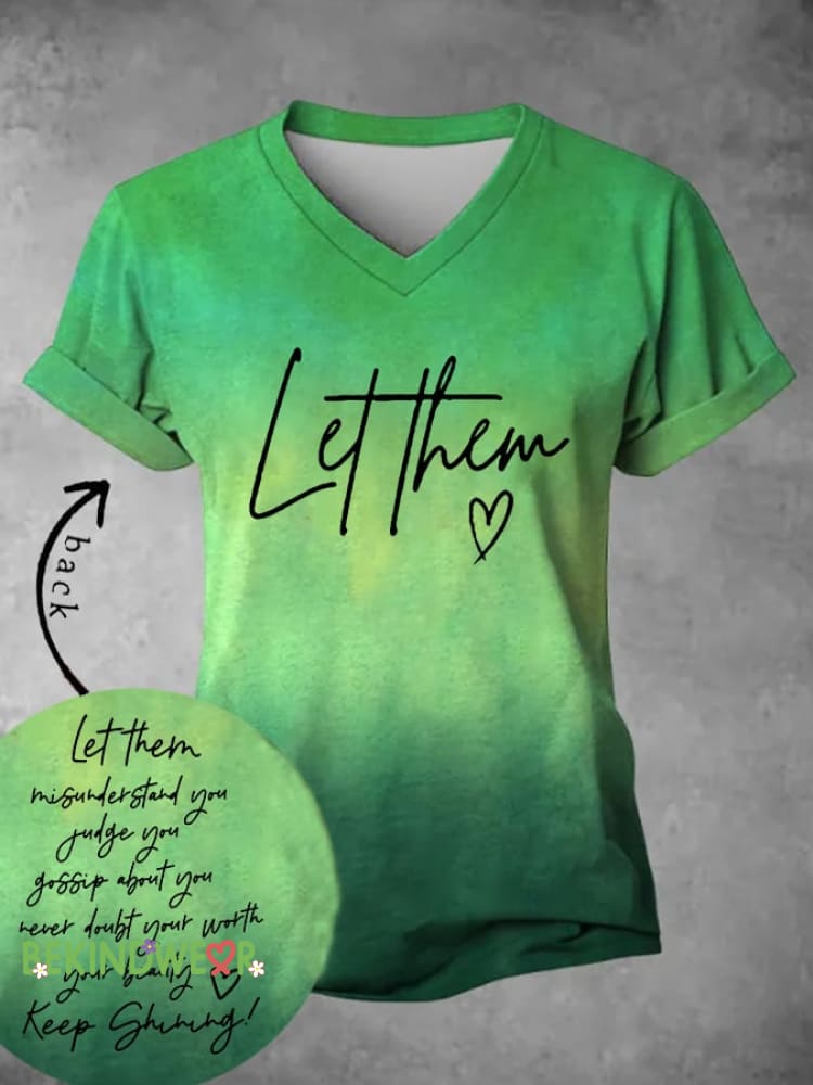 Women&rsquo;s Let Them Printed Casual T-shirt Green / S