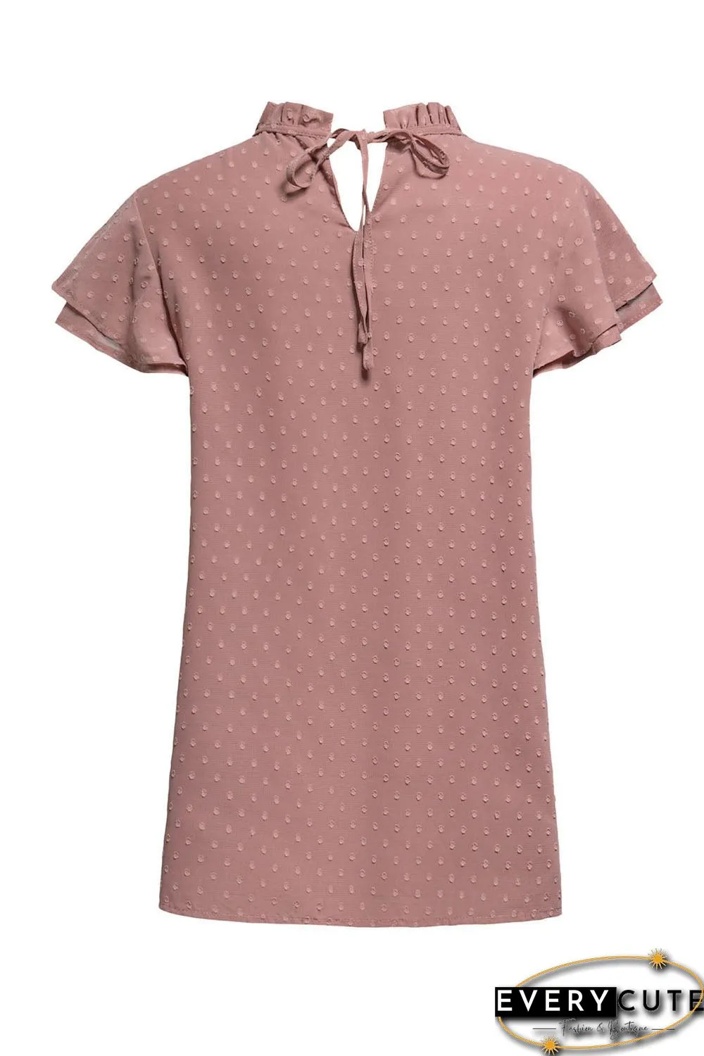 Tiered Sleeve Frilled Neck Dotted Top