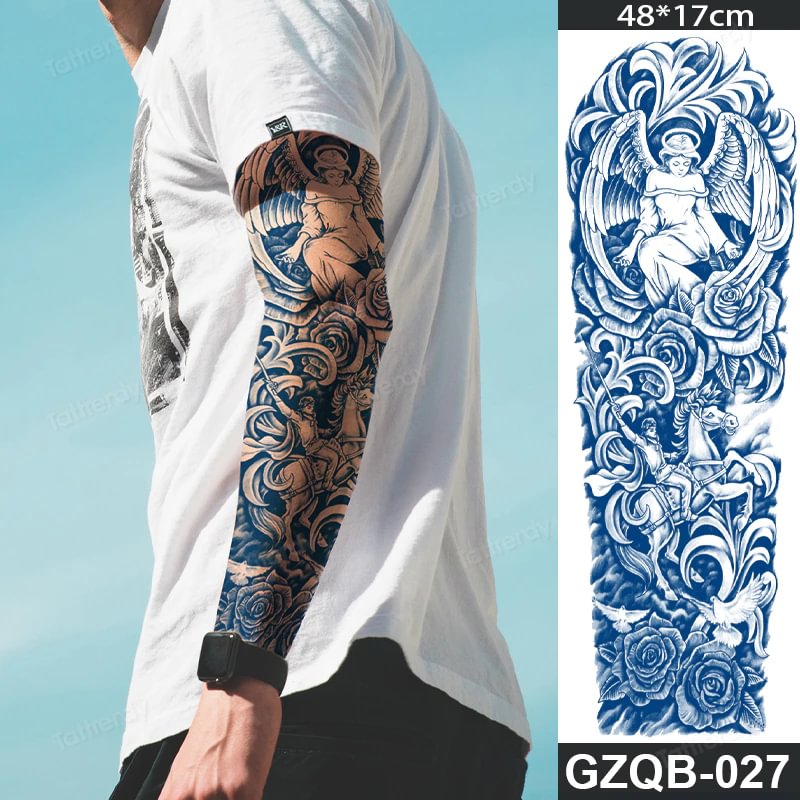 Sdrawing transfer tattoo fake large size full arm tattoo sleeve juice ink long lasting waterproof temporary tattoos men body art