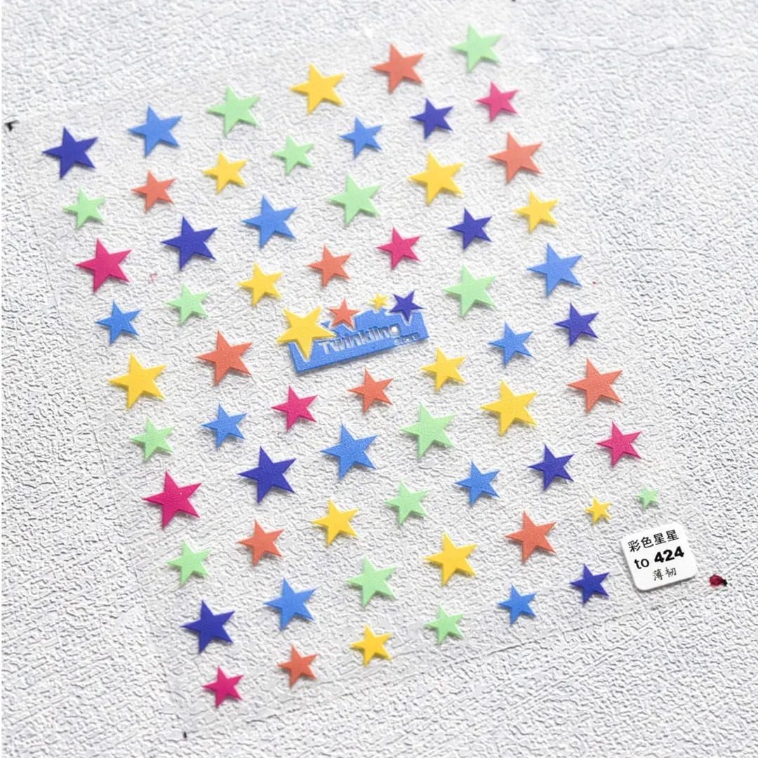 Heart & Star Bubble Cute Image Quality 3D Engraved Nail Stickers Nail Art Decorations Nail Decals Design
