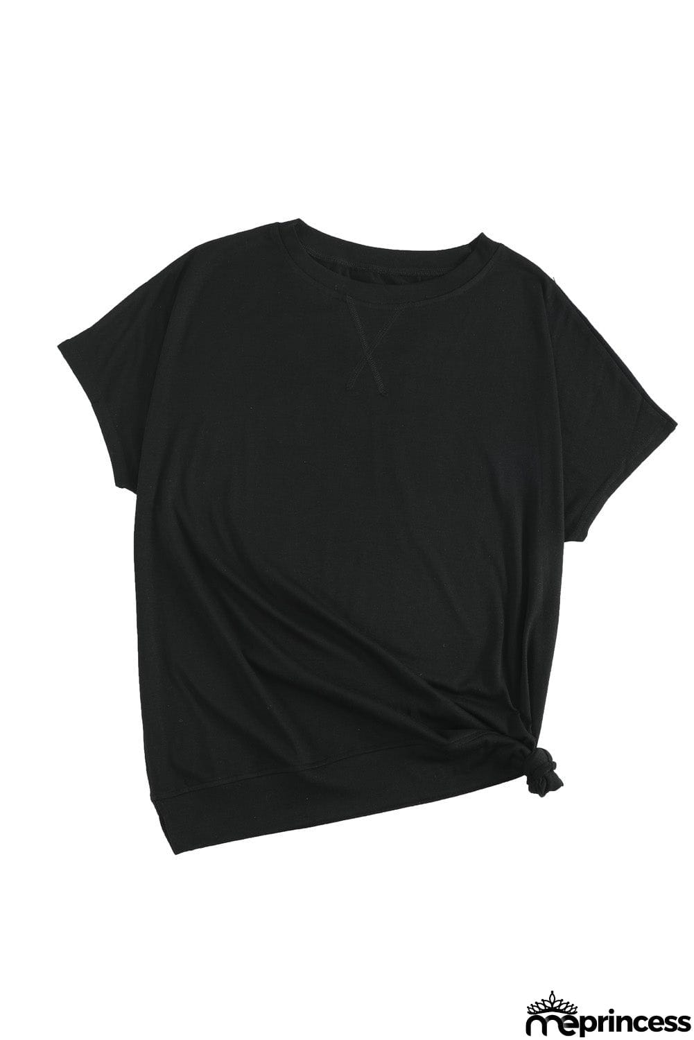 Round Neck Short Sleeve Solid Color Tee