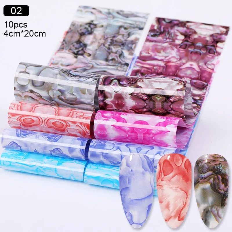 10Pcs/Bag Nail Art Transfer Foil Sticker Abstract Image Blue French Tip Wraps Adhesive Decals Nails Decoration Accessories-Nail Inspo