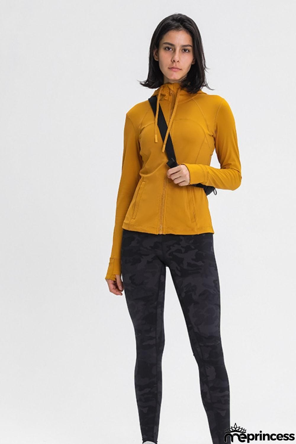 Zip Up Drawstring Detail Hooded Sports Jacket