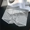 Men's Sexy Ultra-Thin Transparent Leopard Print Ice Silk Boxer Briefs