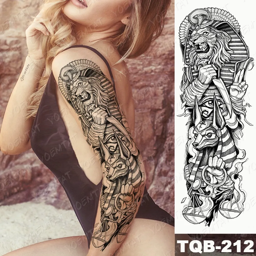 Large Arm Sleeve Tattoo Owl Angel Rose Waterproof Temporary Fake Tatoo Sticker Skull Fox Wings Men Women Full Totem Tatto Artes