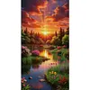 (Big Size)Landscape At Sunset - 11CT Stamped Cross Stitch - 40*70cm - Natural