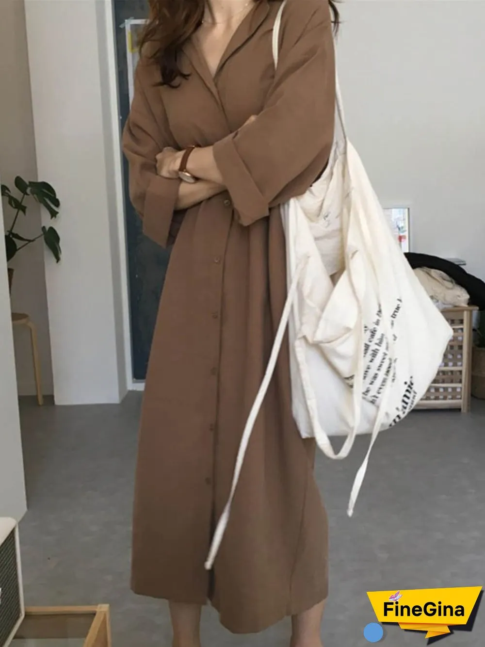 Long Sleeve Plain Belt T-Shirt Coat