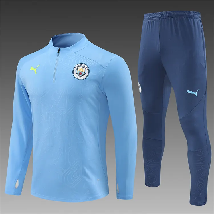 2024-25 Manchester City Light Blue Half-Raised Training Jersey