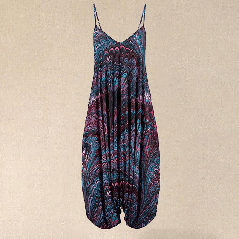 Women's summer vintage style abyss sleeveless loose jumpsuit