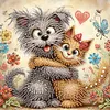 Multistyle Peinture Diamant De Forme Sp&eacute;ciale Repr&eacute;sentant Un Chien Une Vache Et Un Chat Amusants - 30 X 30 CM