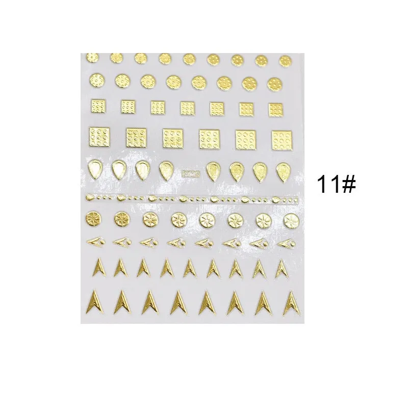 1 Sheet Christmas 5D Nail Stickers Gold And Sliver Snowflakes Transfer Nail Decals Slider Decoration For Manicuries