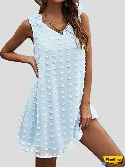 Women's Dresses V-Neck Polka Dot Jacquard Sleeveless Chiffon Dress