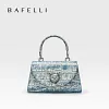 BAFELLI 2024 WOMEN'S NEW BAG ORIGINAL DESIGNER LUXURY BRAND CAT CASUAL STYLE TREND PURSE CROCODILE LEATHER HANDBAGS