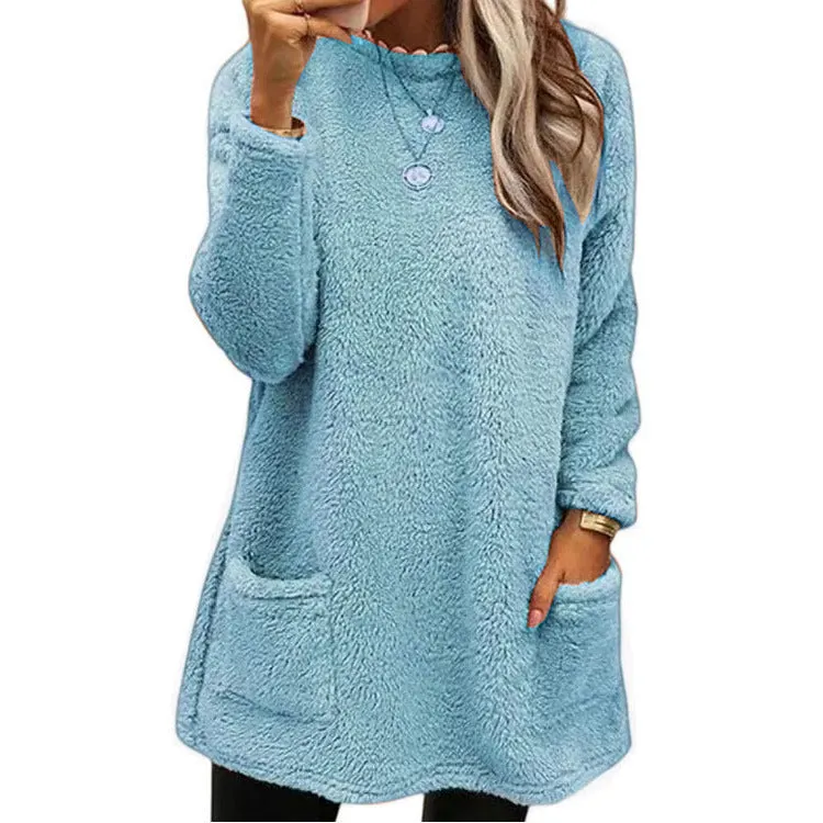 Brownm Long Sleeve Pocket Fleece Sweatshirt T-shirt Sweaters