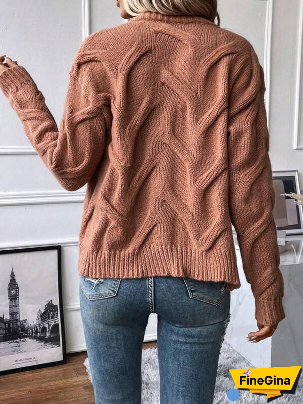 Coffee Plain Long Sleeve Sweater
