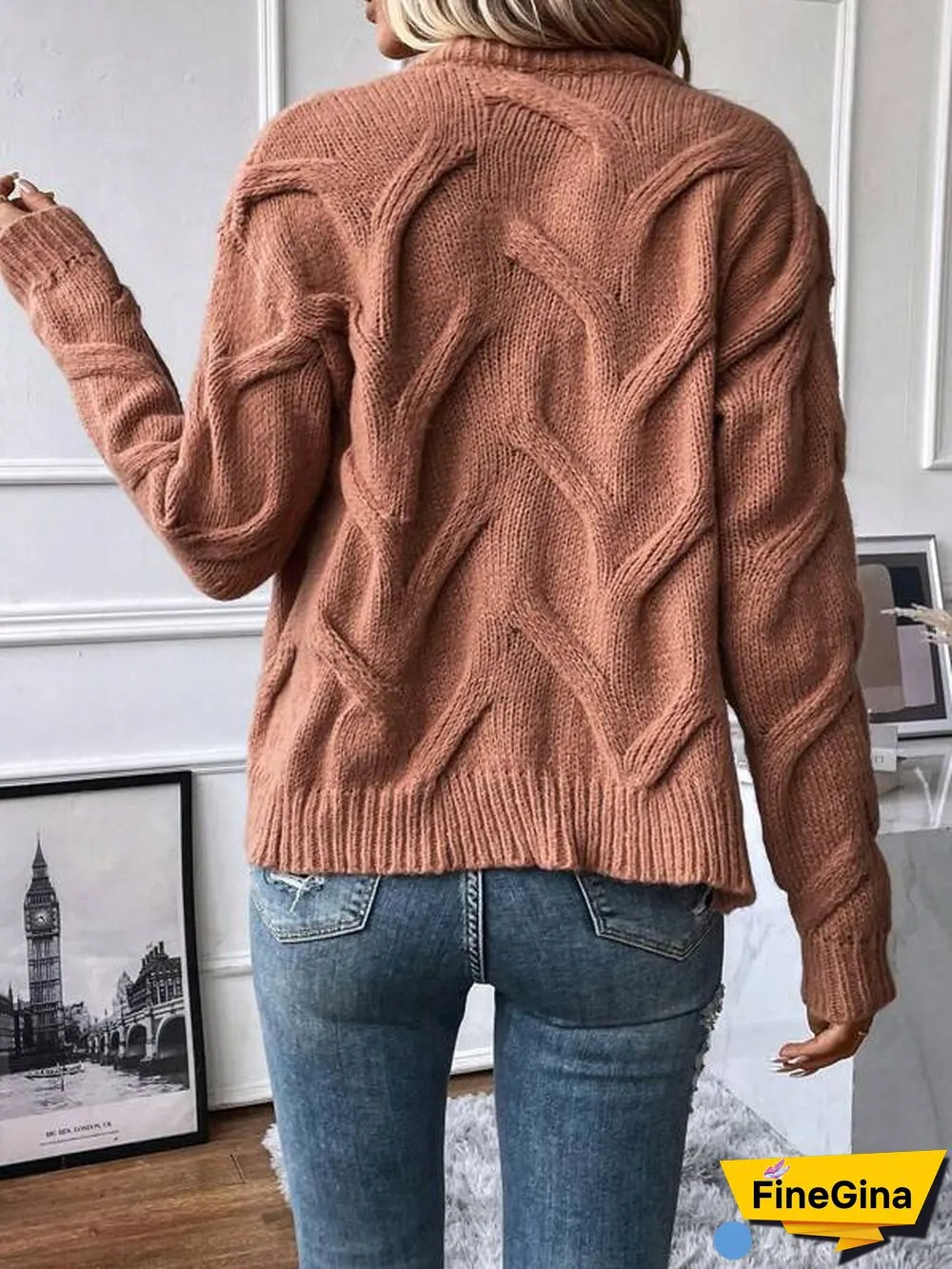 Coffee Plain Long Sleeve Sweater