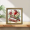 Diamond Painting Wooden Double-Sided Rose and Book Ornaments Kit with Photo Frame Desktop