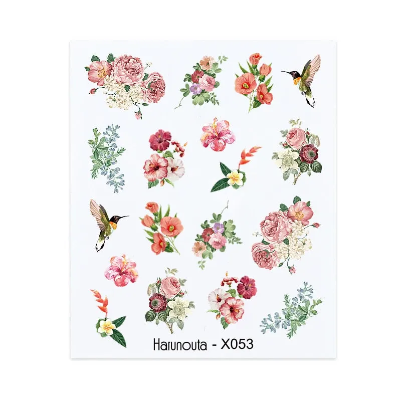 1Pc Spring Water Nail Decal And Sticker Flower Leaf Tree Green Simple Summer DIY Slider For Manicuring Nail Art Watermark