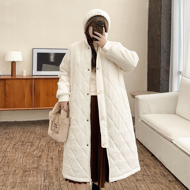 Diamond Quilted Turtleneck Plus-Size Cotton Coat for Women &ndash; Winter Warmth & Comfort