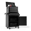 [US Local Warehouse] Large Detachable Toolbox with Double Door & Wheels Sliding Drawers Tool Chest Large Capacity Mechanic Tool Storage Box Metal Tool Cart for Garage Tool Room