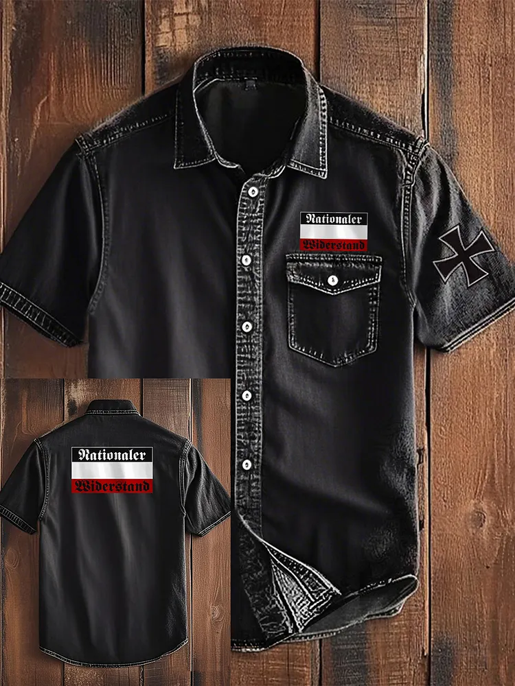 Herren Nationaler Wider stand bedrucktes Kurzarm-Shirt