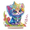 >SALE<Wooden Round Diamond Painting Desktop Diamond Art Table Decor (Kitten)