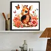 Girafe Et Fleurs-Per&ccedil;age Rond Peinture Diamant-30*30CM