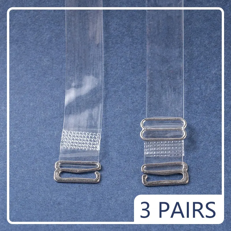 3Pairs=6Pcs Metal Buckle Bra Straps Belt Women's Elastic Bra Transparent Silicone Adjustable Womens Intimates Accessoires