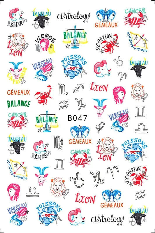 3D Sport Nail Art Sticker Cartoon Constellation Nail Decals Manicure Gymnastics Back Glue Sticker for Nails Decoration