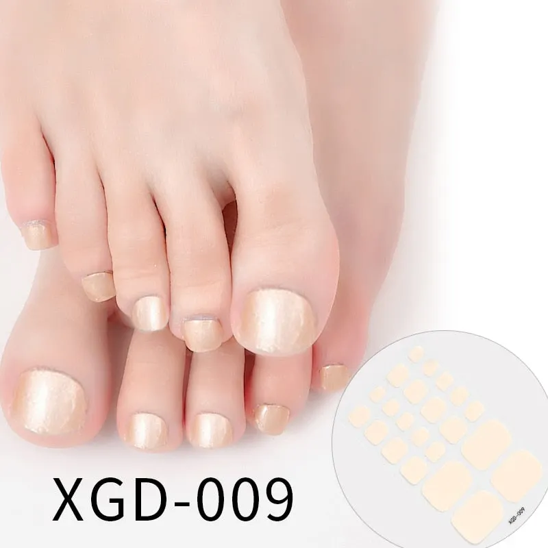22tips Fashion Toe Nail Stickers/Strips Nail Art Fake Nails Stickers for Nails Toe Self-Adhesive Feet Stickers Drop Shipping