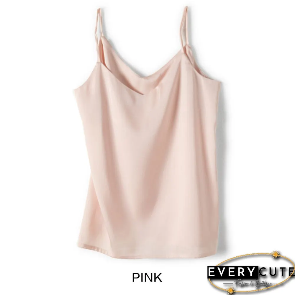 V-Neck Satin Beauty Back Camisole Women's Outer Wear Off-Shoulder Bottoming Shirt Looks Thin And All-Match New Product