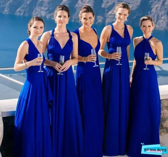 Cross-Border European and American Solid Color Various Wearing Methods Sexy Lace-up Red Dress Long Dress Bridesmaid Dress