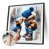(US Local)Paint By Numbers Kit On Canvas DIY Oil Art Boy Dog Picture Home Decor40x40cm