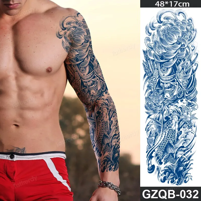 Sdrawing transfer tattoo fake large size full arm tattoo sleeve juice ink long lasting waterproof temporary tattoos men body art