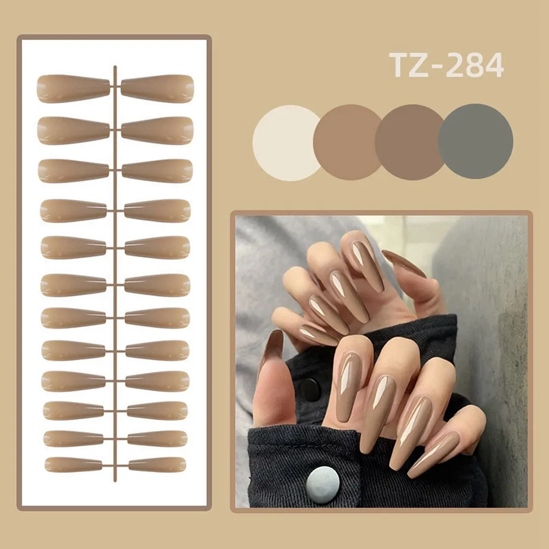 24Pcs Detachable False Nails Gourd Ballerina Coffin Wearable Fake Nails Full Cover Nail Tips Acrylic Manicure Tips Press on Nail