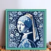Blue And White Porcelain-Pearl Earring Girl-14CT Stamped/Counted Cross Stitch 40*40cm/15.75*15.75in