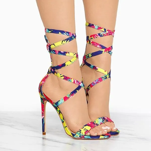 Lace-Up Closure Single Sole Heels