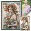 >SALE<Full Embroidery Eco-cotton Thread 11CT Print Rose Girl Cross Stitch Kit 40x60cm