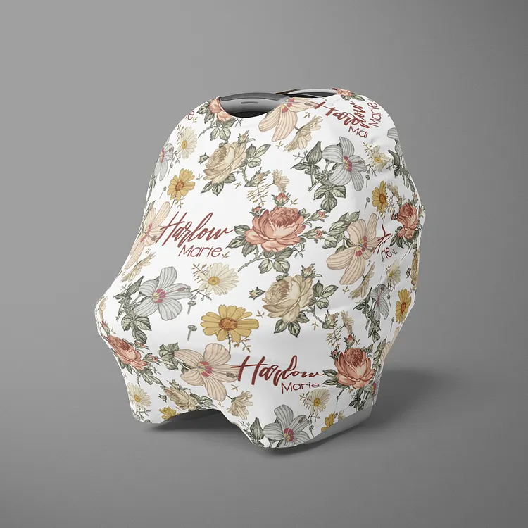 Personalized Vintage Floral Baby Car Seat Canopy| Canopyl161