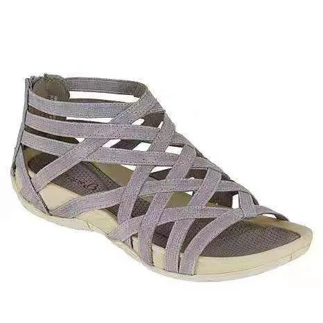 2021 Summer Women Sandals Round Toe Hollow wedges Sandals Casual Closed Toe Flat Rome Sandals plus size Leopard Sandals 514