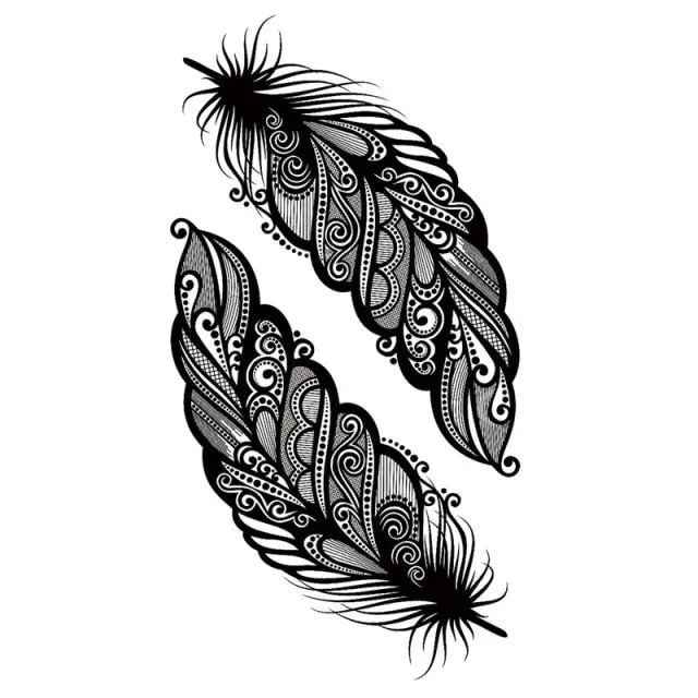 Waterproof Temporary Tattoo Stickers Butterfly Tiger Feather  Design Tattoo Children Black Body Art Fake Tattoos for Men Women