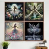 4 PCS Girl - Full Embroidery 3 Strands 11CT Stamped Cross Stitch - 45*45CM