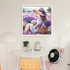 Girl And Puppy In Flower Field-11CT Stamped Cross Stitch 40*40cm/15.75*15.75in