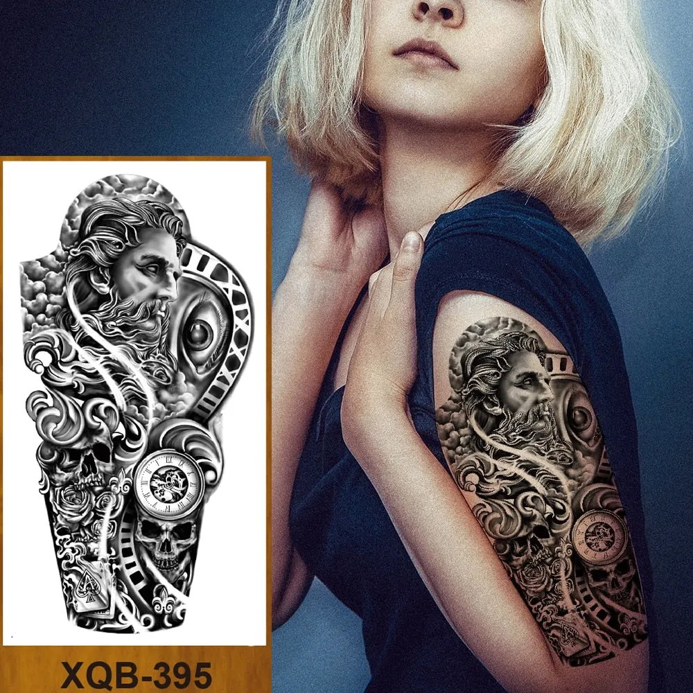 Tattoo Sticker Tribal Mighty Tiger Tatoo Men Women Africa Serengeti Lion Temporary Tattoo Black Indian Warrior Waterproof Flash