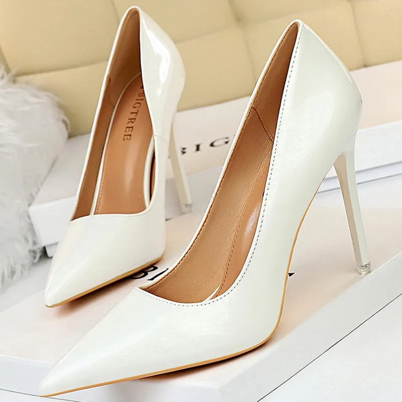 BIGTREE Shoes Patent Leather Shoes Woman Pumps High Heels Stiletto Heels 10.5 Cm Red Wedding Shoes Bridal Shoes Women Heels 2021