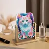 (US Local)DIY Cat Diamond Painting Kit Rotatable Mirror w Diamond Painting Jewelry Box
