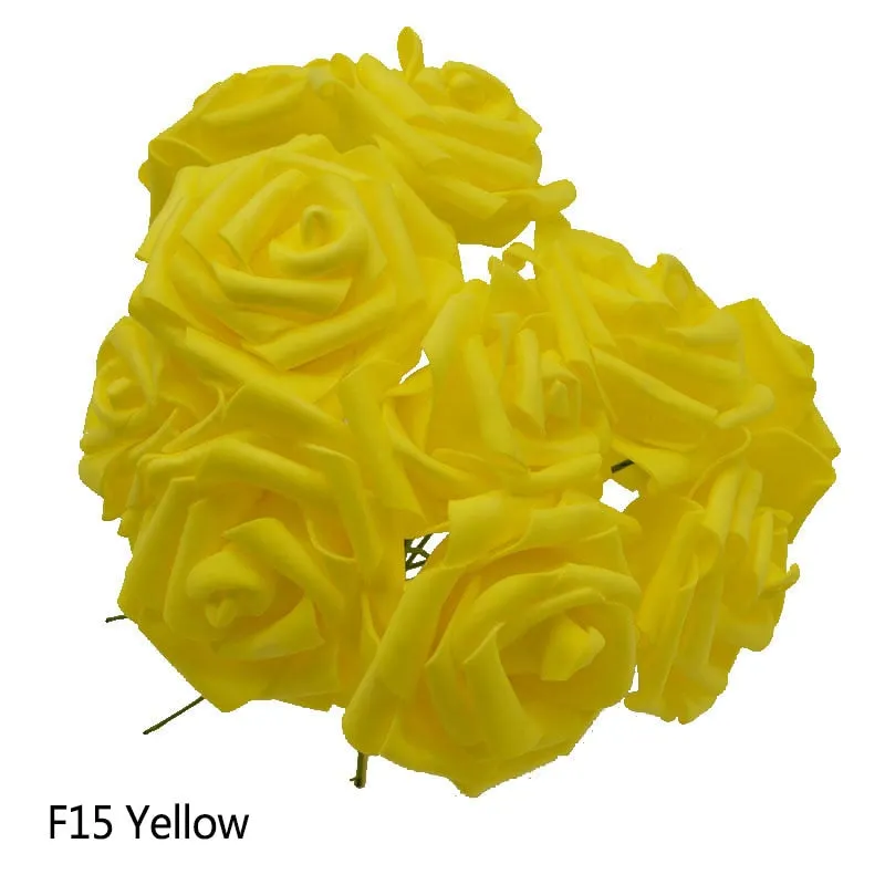 25 Heads 8CM New Colorful Artificial PE Foam Rose Flowers Bride Bouquet Home Wedding Decor Scrapbooking DIY Supplies