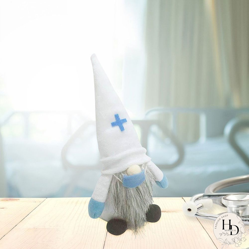 Cute Doctor Nurse Dwarf Doll Ornaments Gnome Handmade Elf Home Farmhouse Kitchen Decor Festive Party Shelf Tiered Tray Decorations Supplies Qee
